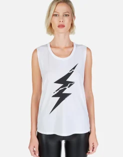 Sale Cracked Lightning Bolt Scoop Neck Tank | Kel By Women Tanks