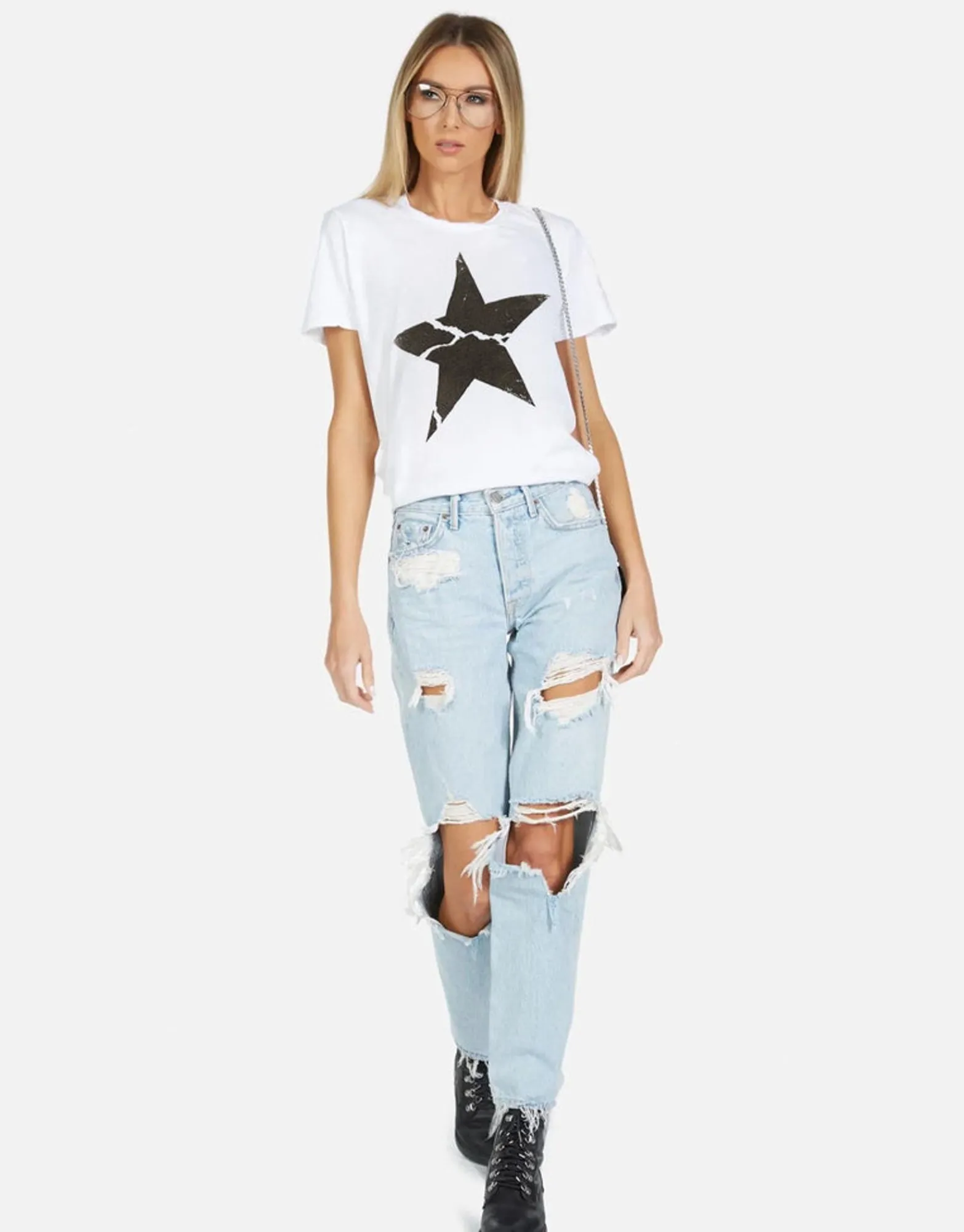 Discount Cracked Star Vintage Boyfriend Tee | Wolf X By Women Short Sleeve