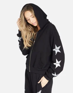 Clearance Cracked Star Zip Hoodie In | Lachelle By Women Hoodies