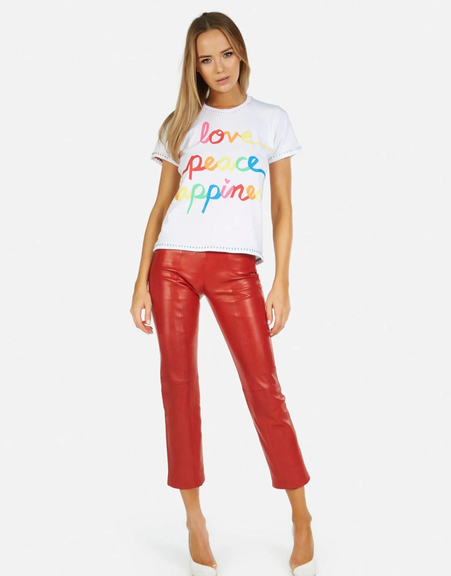 Cheap Croft Love Peace Happiness Women Short Sleeve