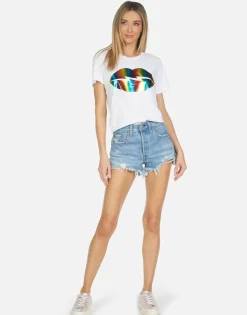 Shop Croft Rainbow Foil Lightning Lip Women Short Sleeve