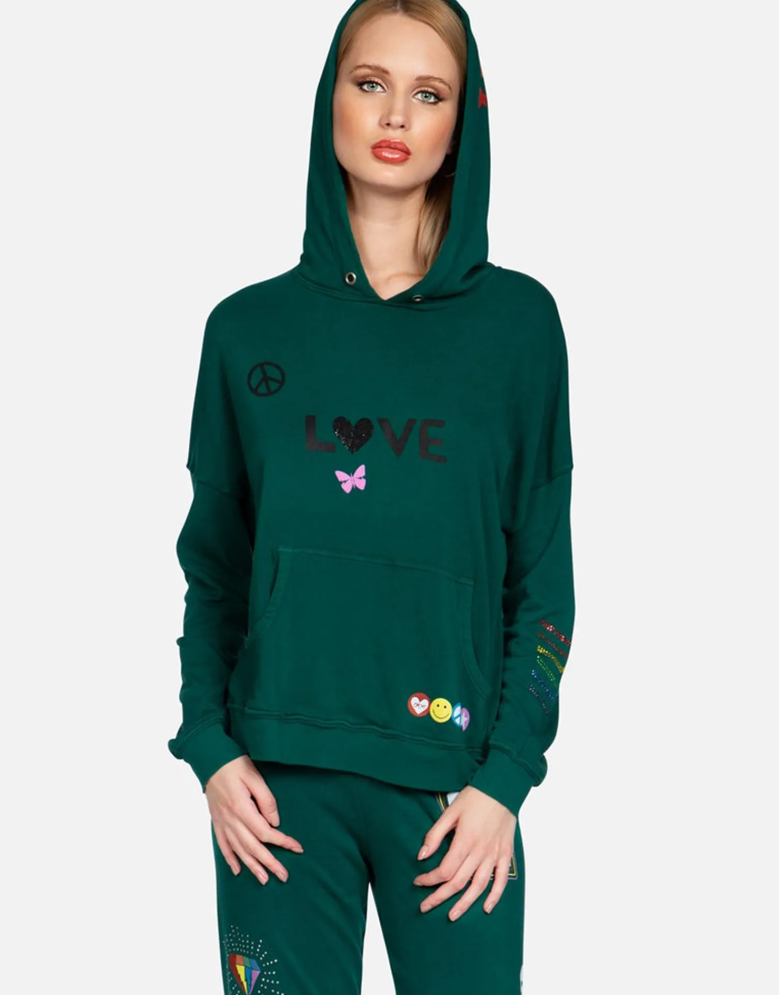 Hot Crystal #1 Love Pullover Hoodie | Melanie By Women Hoodies
