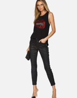 Fashion Crystal Biting Lip High Neck Tank | Peyton By Women Tanks