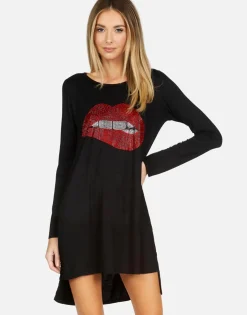 Online Crystal Biting Lip L/S Dress | Adora By Women Dresses