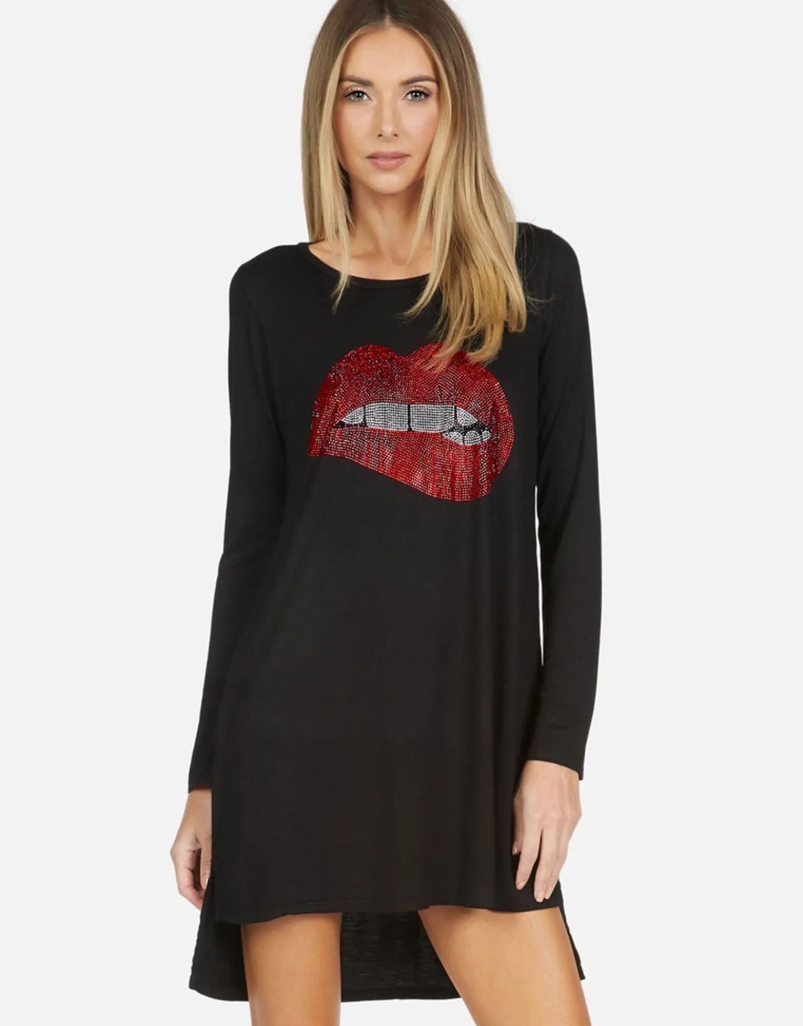 Online Crystal Biting Lip L/S Dress | Adora By Women Dresses