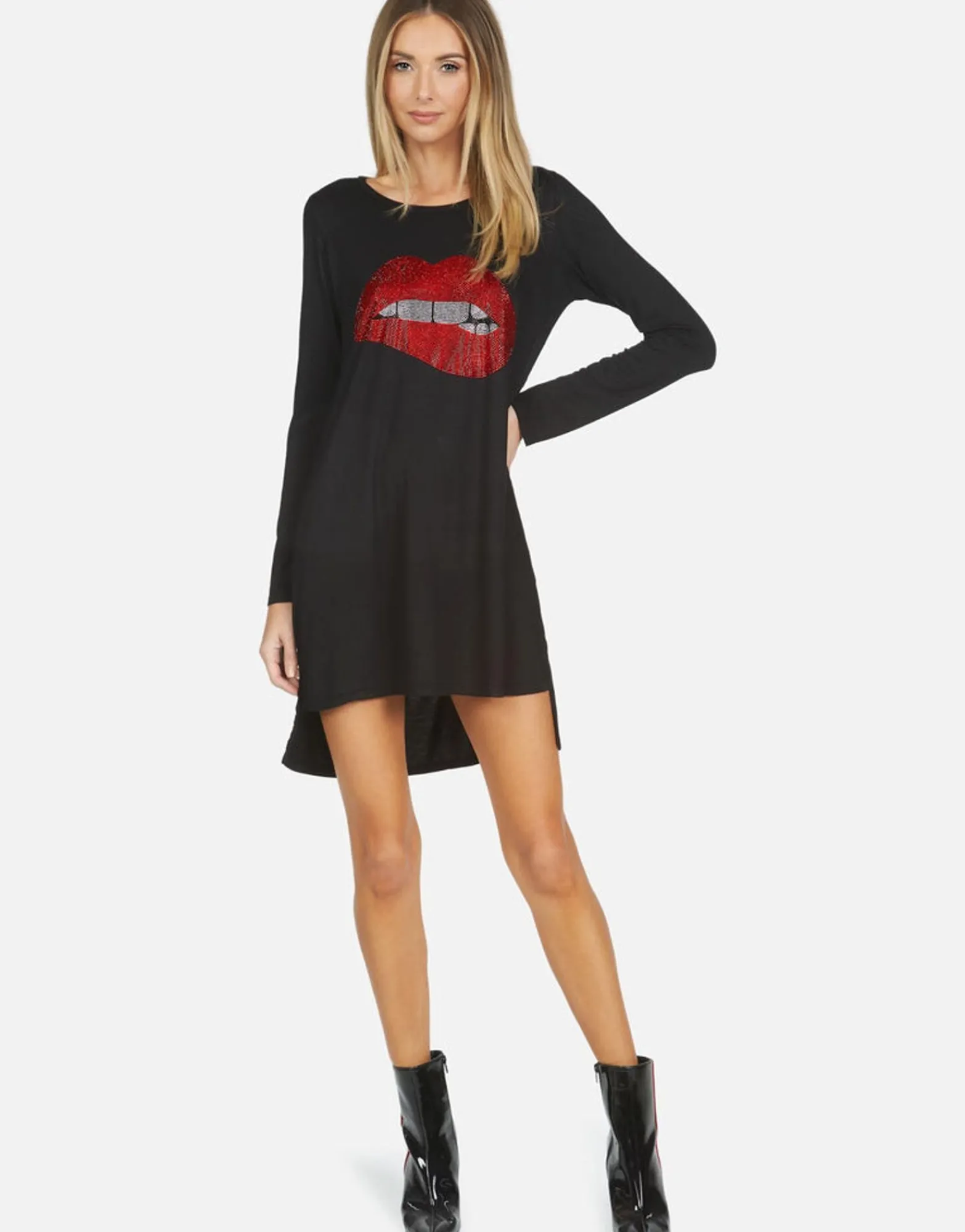 Online Crystal Biting Lip L/S Dress | Adora By Women Dresses
