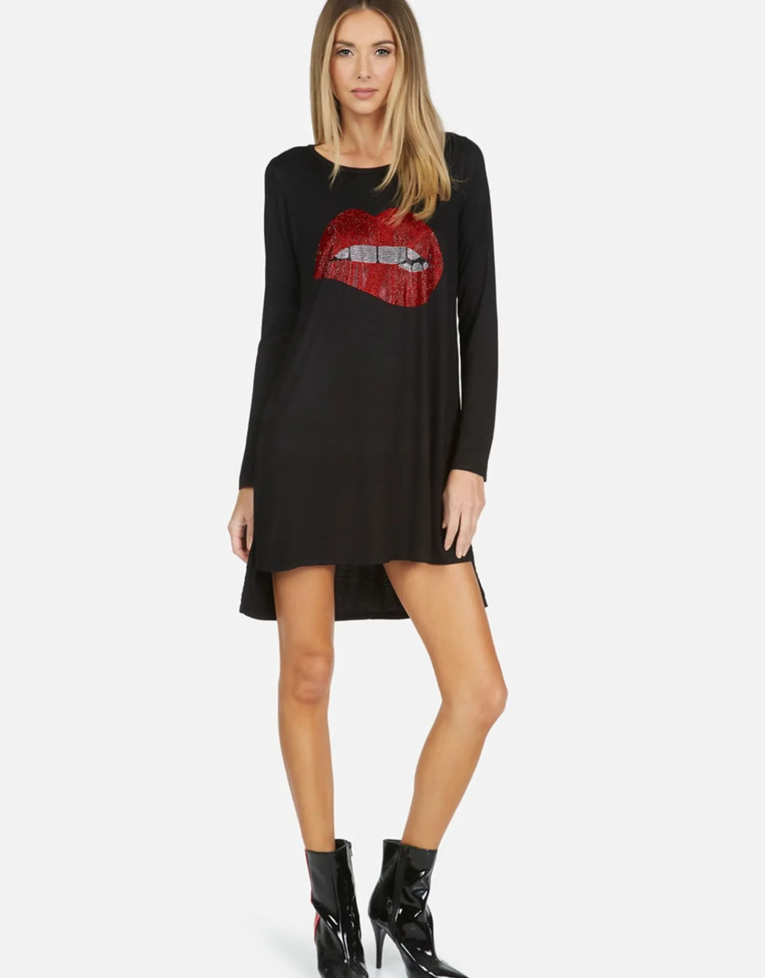 Online Crystal Biting Lip L/S Dress | Adora By Women Dresses