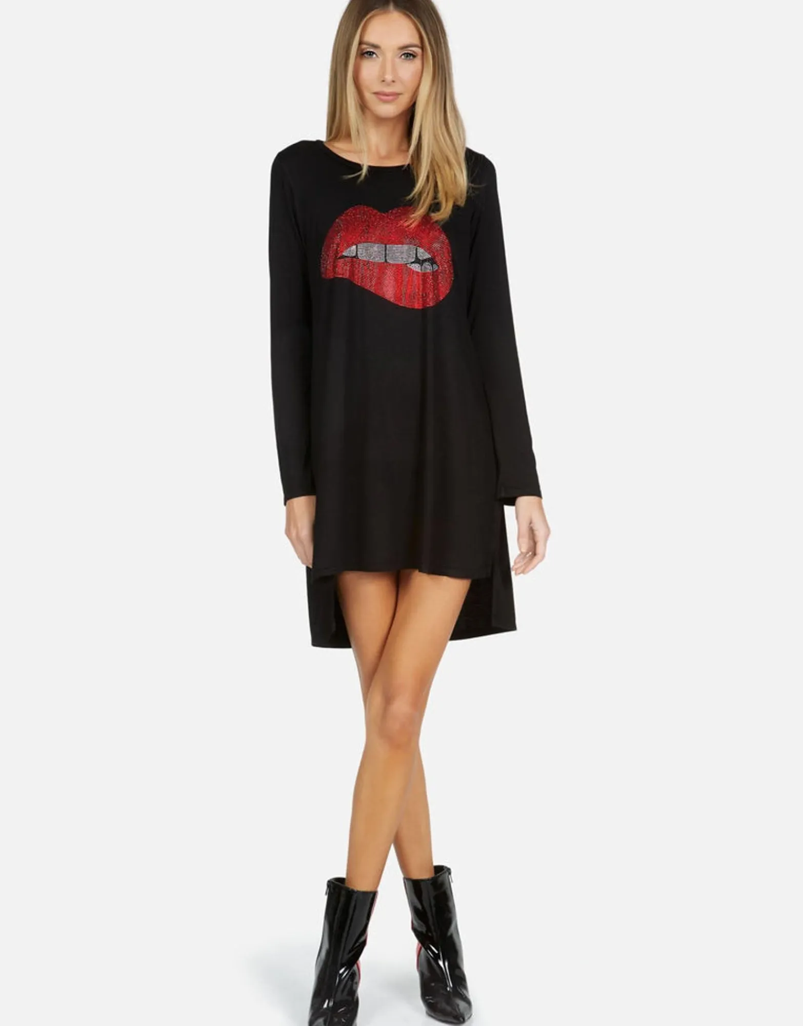 Online Crystal Biting Lip L/S Dress | Adora By Women Dresses