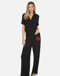 Fashion Crystal Biting Lip Pajama Set | Waverly By Women Short Sleeve