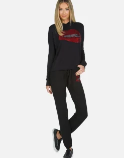 Discount Crystal Biting Lip Pullover Crop Hoodie | Delilah X By Women Hoodies