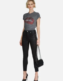 Store Crystal Biting Lip S/S Vintage Tee W/ Holes | Capri By Women Short Sleeve