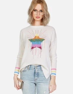 Sale Crystal Dripping Star Cashmere Sweater | Vivian By Women Sweaters & Knits