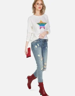 Clearance Crystal Dripping Star Vintage Pullover | Noleta By Women Long Sleeve