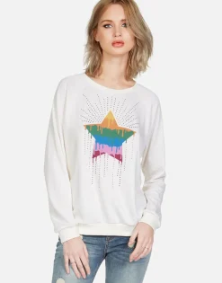 Clearance Crystal Dripping Star Vintage Pullover | Noleta By Women Long Sleeve