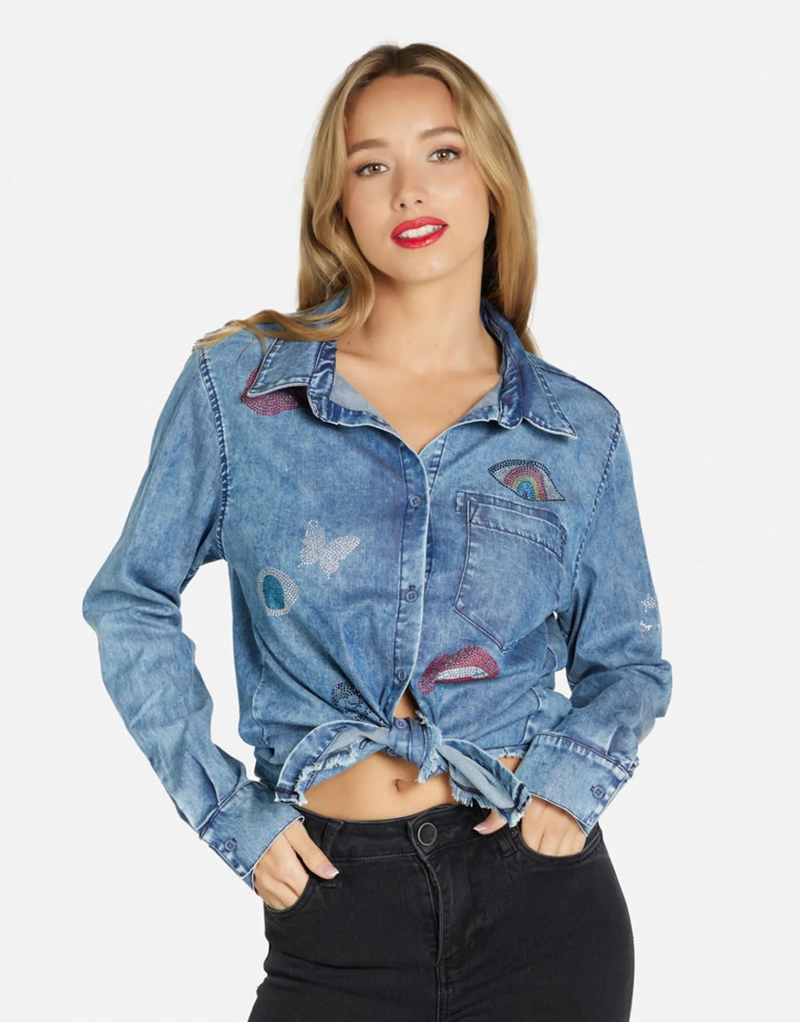 Discount Crystal Elements Button Up In | Sloane By Women Long Sleeve