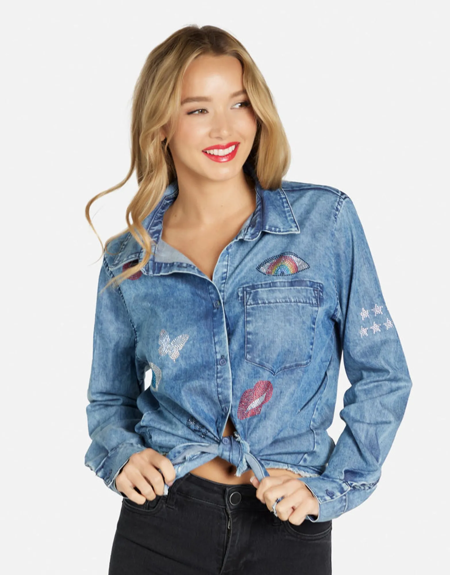 Discount Crystal Elements Button Up In | Sloane By Women Long Sleeve