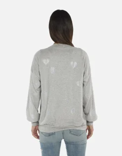 Outlet Crystal Hearts Button Up Sweatshirt | Jamila By Women Sweaters & Knits