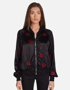 Outlet Crystal Kisses Bomber Jacket In | Mckay By Women Jackets