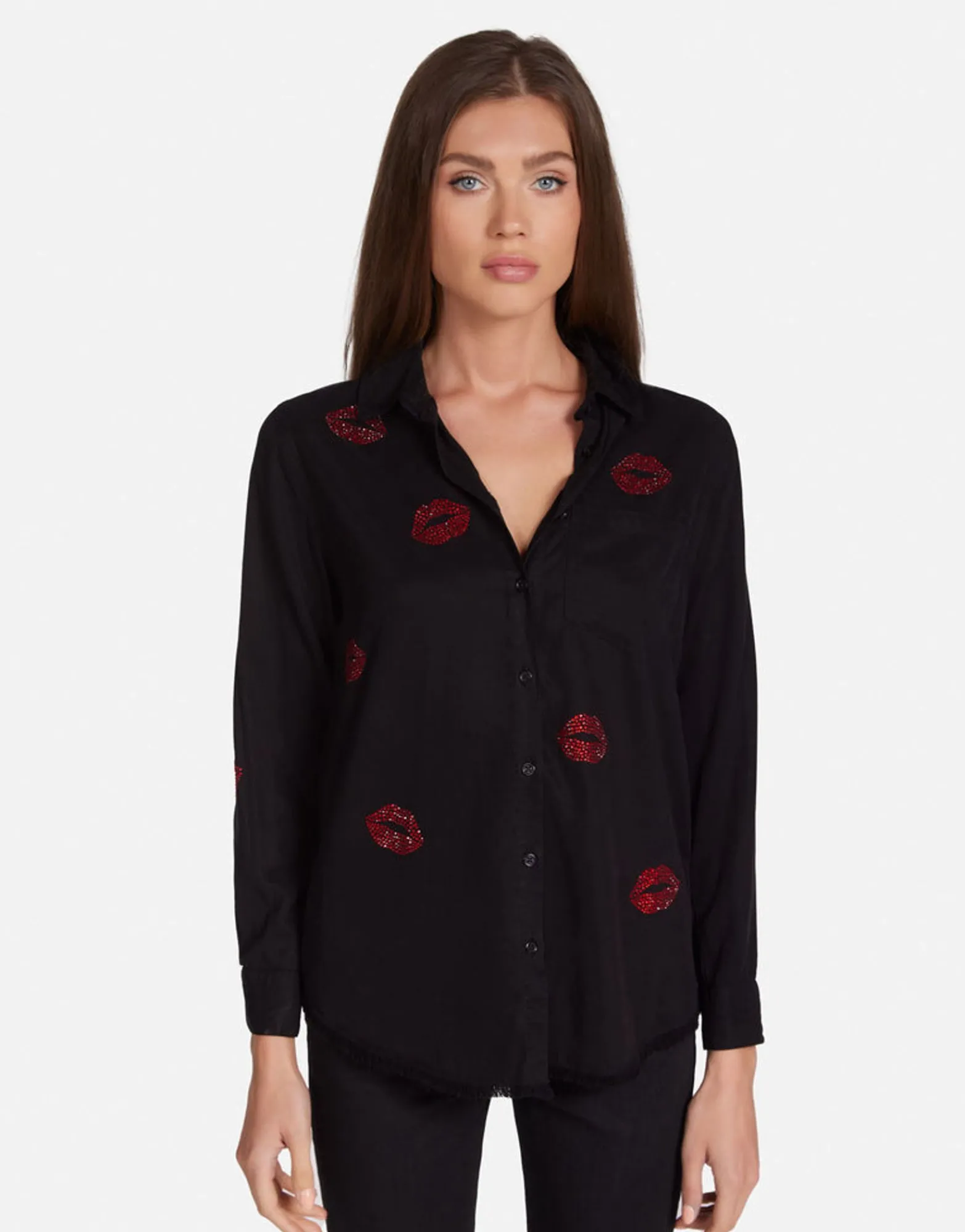Best Crystal Kisses Button Up Shirt In | Sloane By Women Long Sleeve