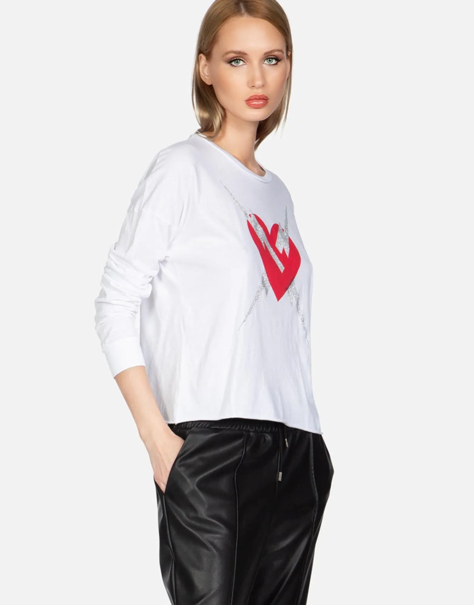 Hot Crystal Lightning Love L/S Crop Tee | Luella By Women Long Sleeve