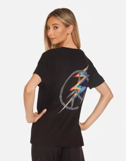 Outlet Crystal Lightning Peace Boyfriend Tee | Elara By Women Short Sleeve