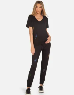 Outlet Crystal Lightning Peace Boyfriend Tee | Elara By Women Short Sleeve
