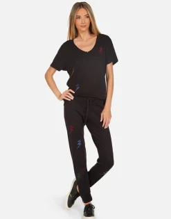 Outlet Crystal Lightning Peace Boyfriend Tee | Elara By Women Short Sleeve