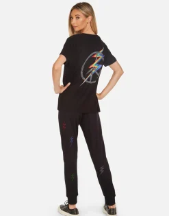 Outlet Crystal Lightning Peace Boyfriend Tee | Elara By Women Short Sleeve