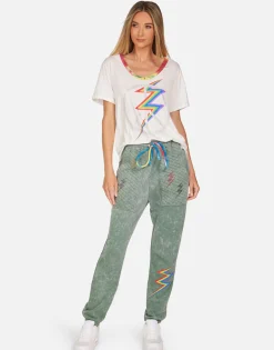 Sale Crystal Lightning Peace Ss Boyfriend Tee | Elara By Women Short Sleeve