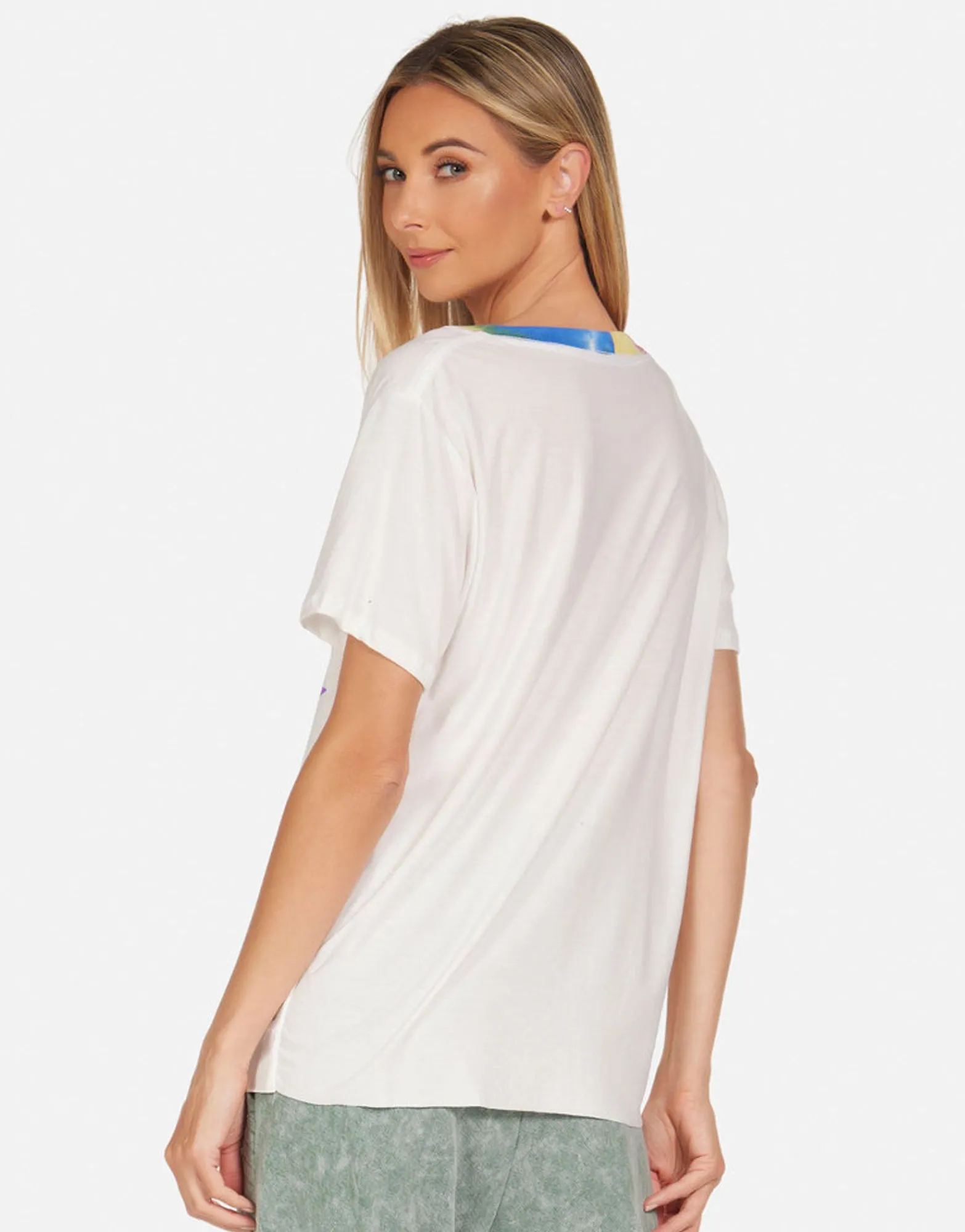 Sale Crystal Lightning Peace Ss Boyfriend Tee | Elara By Women Short Sleeve
