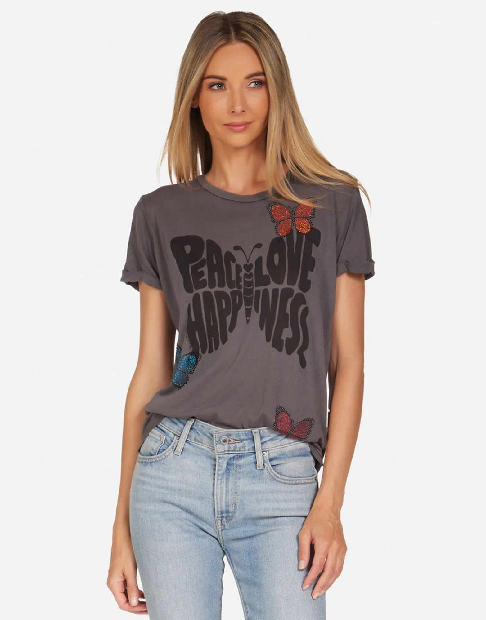 Best Sale Crystal Love Butterfly Ss Boyfriend Tee | Edda By Women Short Sleeve