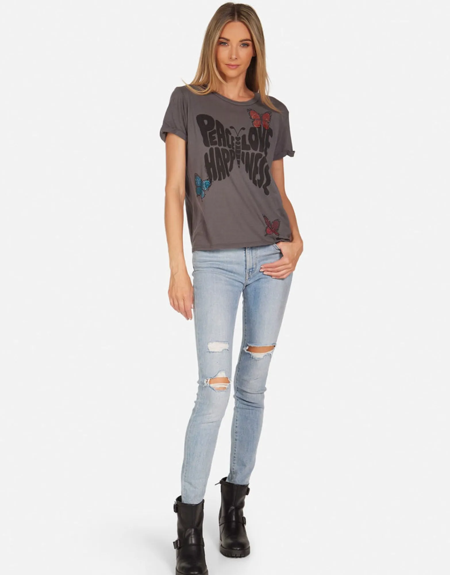 Best Sale Crystal Love Butterfly Ss Boyfriend Tee | Edda By Women Short Sleeve