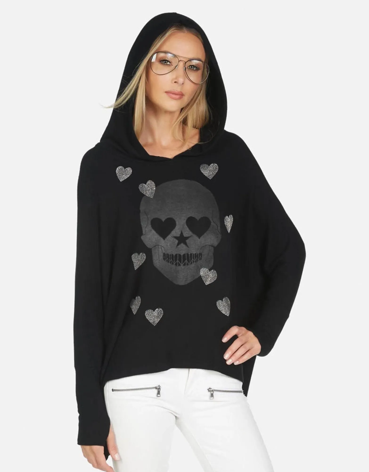 Best Crystal Peace Love Skull Boyfriend Hoodie | Wilma X By Women Long Sleeve