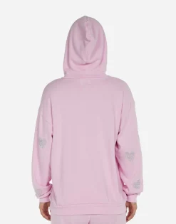 Clearance Crystal Pink Peace Love Skull Hoodie | Harmony By Women Hoodies