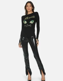 Fashion Crystal Poison Cat Dragged In Fitted Top | Mckinley X By Women Long Sleeve