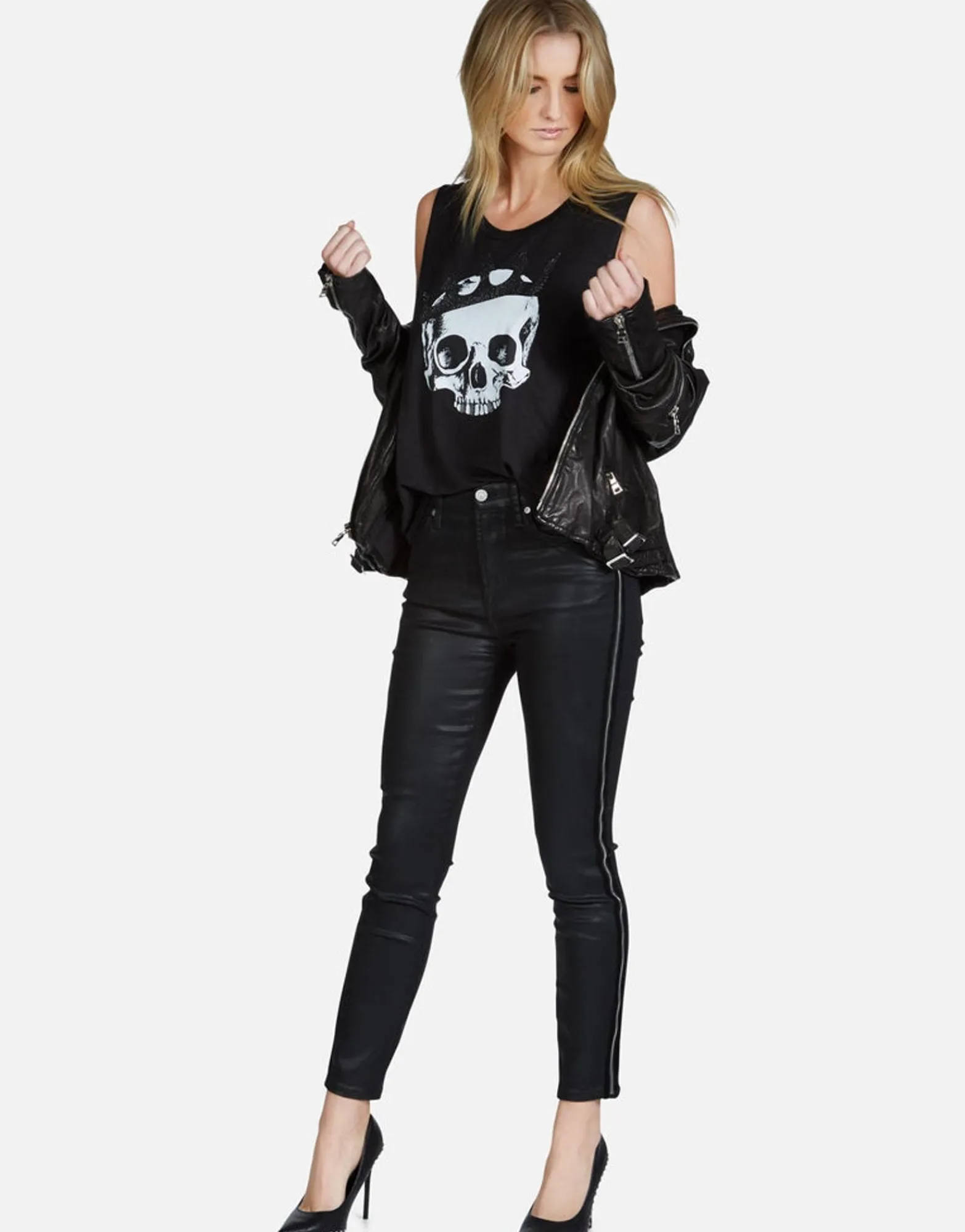 Clearance Crystal Royal Skull Scoop Neck Muscle Tank | Kel By Women Tanks
