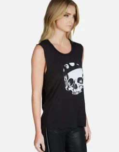 Clearance Crystal Royal Skull Scoop Neck Muscle Tank | Kel By Women Tanks