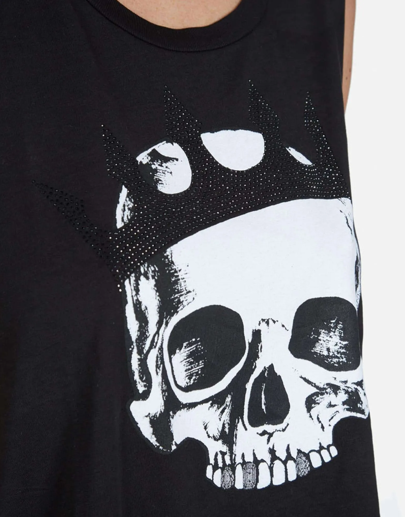 Clearance Crystal Royal Skull Scoop Neck Muscle Tank | Kel By Women Tanks