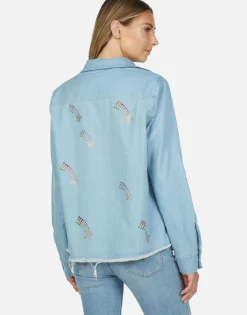 Best Sale Crystal Shooting Stars L/S Denim Shirt | Sloane By Women Long Sleeve