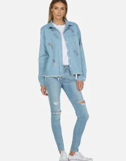 Best Sale Crystal Shooting Stars L/S Denim Shirt | Sloane By Women Long Sleeve