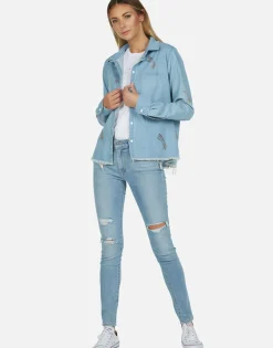 Best Sale Crystal Shooting Stars L/S Denim Shirt | Sloane By Women Long Sleeve