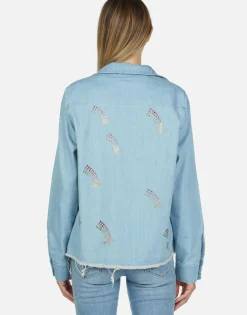 Best Sale Crystal Shooting Stars L/S Denim Shirt | Sloane By Women Long Sleeve