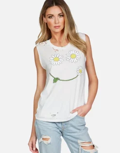 Shop Daisy Happyface Scoop Neck Muscle Tank | Kel By Women Tanks
