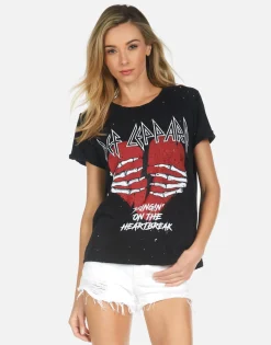 Cheap Def Leppard Heartbreak Distressed Tee | Bess X By Women Short Sleeve