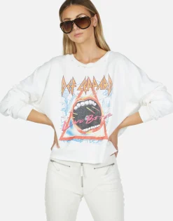 Sale Def Leppard Love Bites Classic L/S Crop Pullover | Lee By Women Long Sleeve