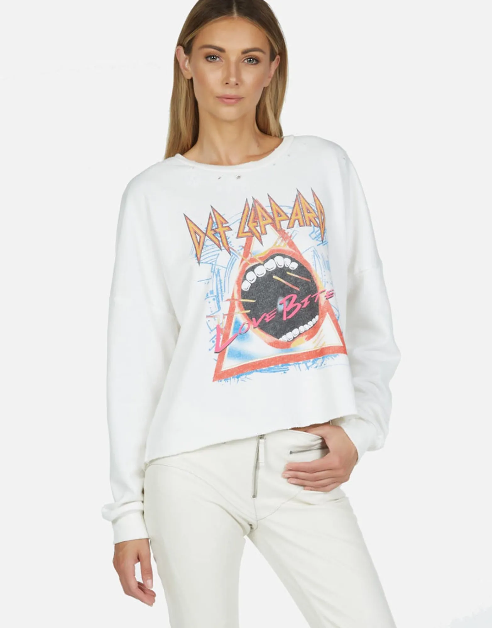 Sale Def Leppard Love Bites Classic L/S Crop Pullover | Lee By Women Long Sleeve