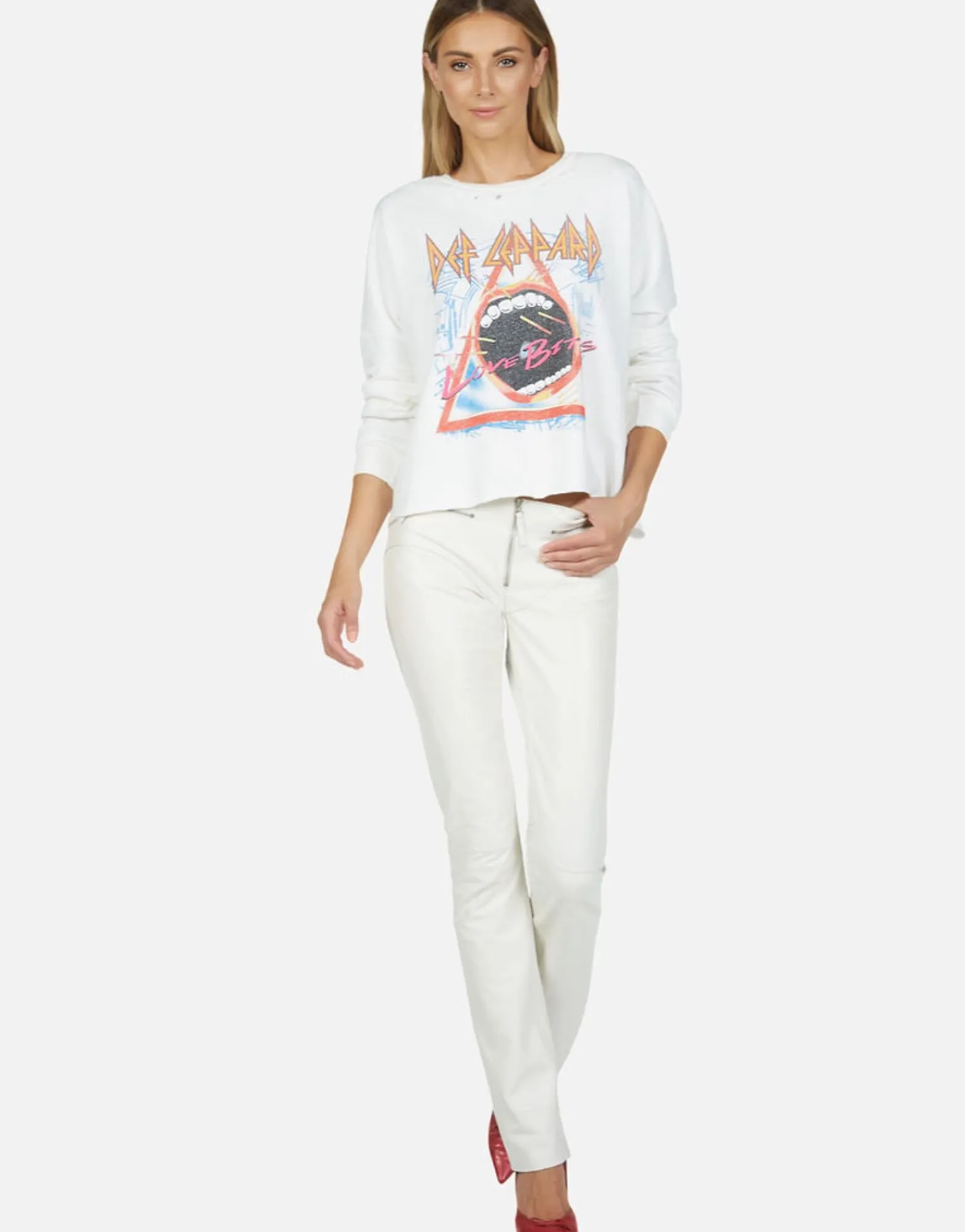 Sale Def Leppard Love Bites Classic L/S Crop Pullover | Lee By Women Long Sleeve