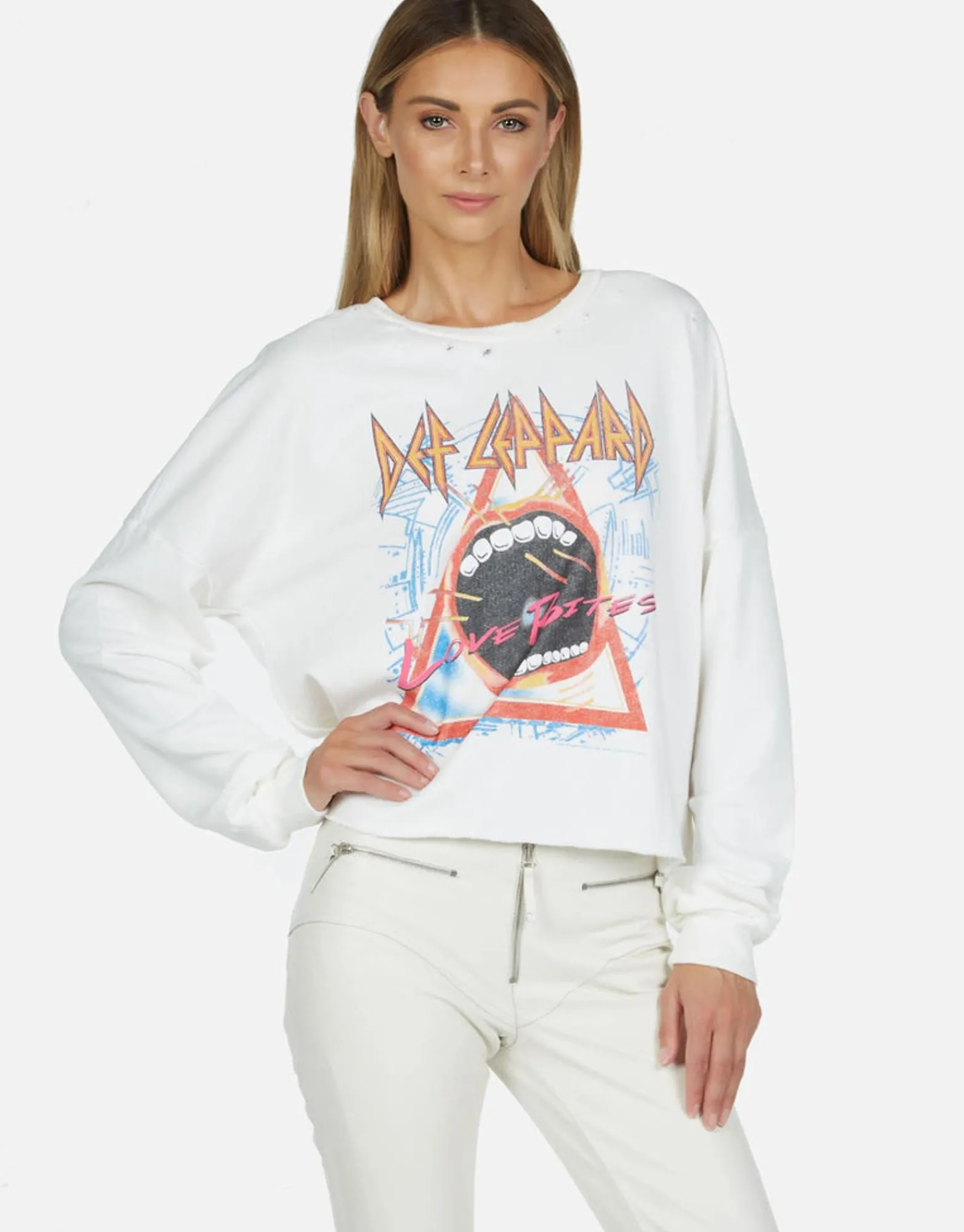 Sale Def Leppard Love Bites Classic L/S Crop Pullover | Lee By Women Long Sleeve