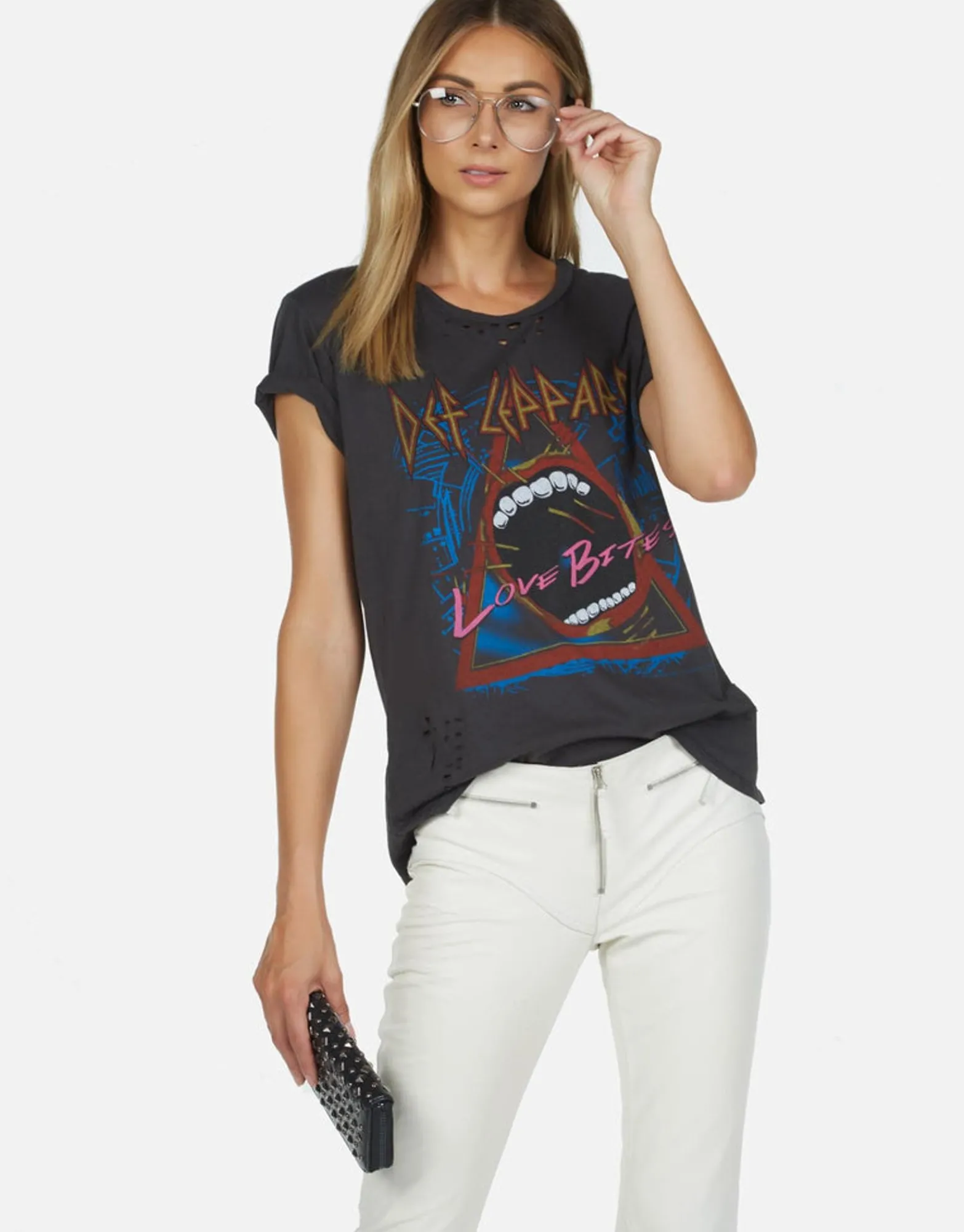 Outlet Def Leppard Love Bites Vintage Band Tee By Women Short Sleeve