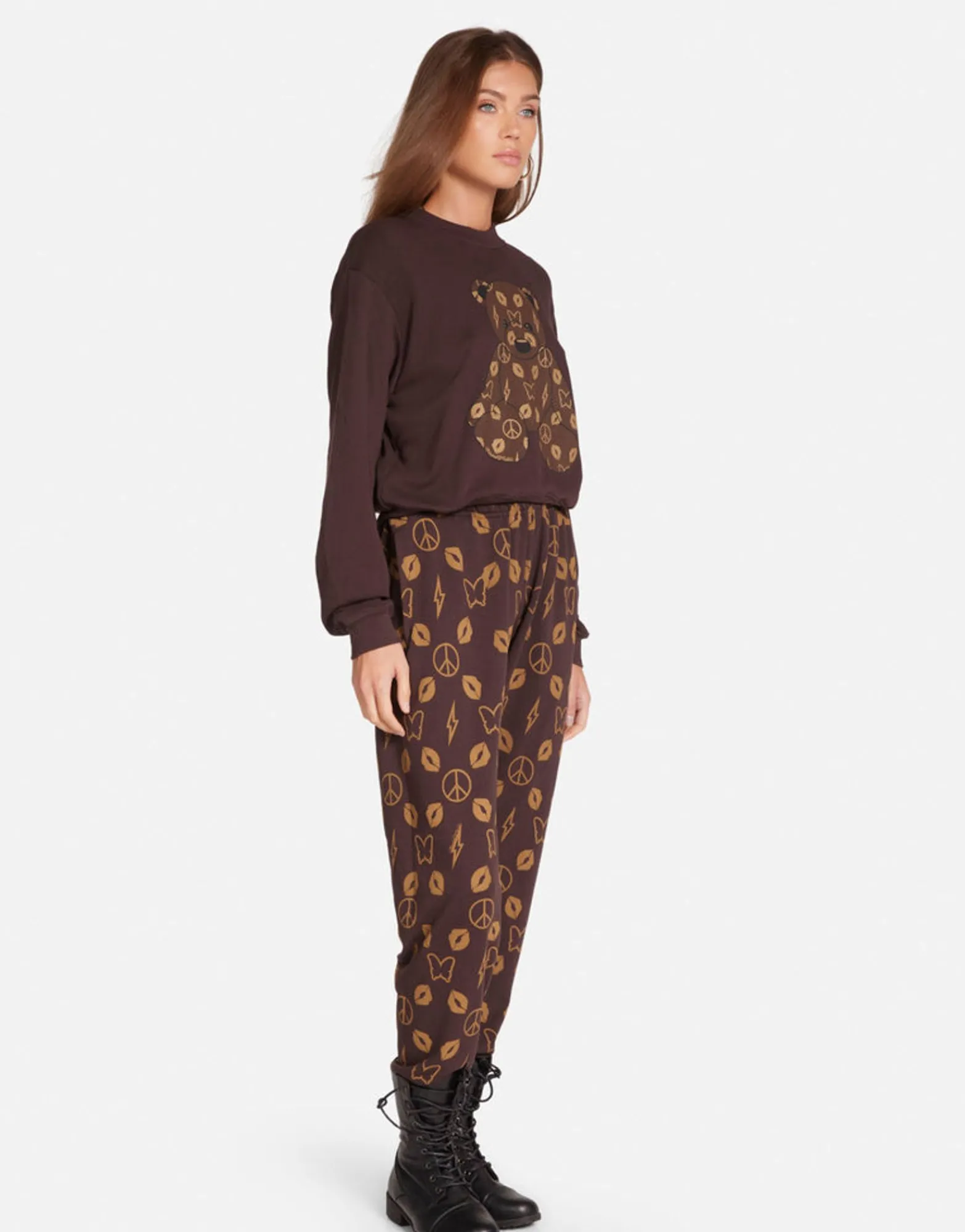 Store Designer Bear Crop Pullover In Brown | Spalding By Women Long Sleeve